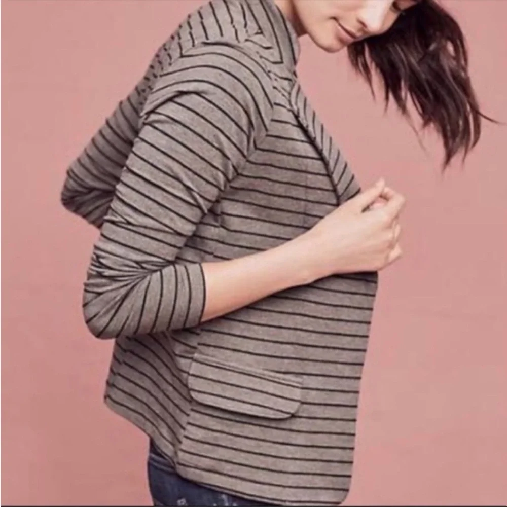 Anthropologie Dolan Ann Striped Open Front Blazer Jacket - Picture 3 of 6